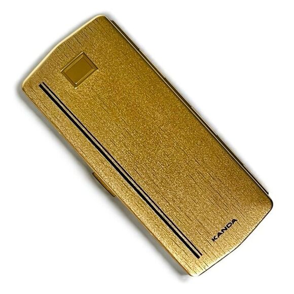 Vintage Kanda Gold Tone Black Details Brown Velvet Interior Replacement Case - Picture 2 of 11